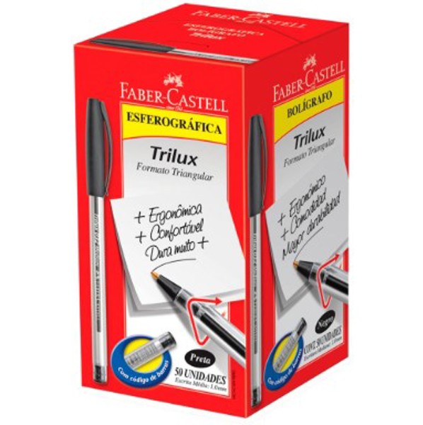 CANETA ESFEROGRAFICA TRILUX PONTA MEDIA PRETA UNIDADE 032/PR - FABER-CASTELL