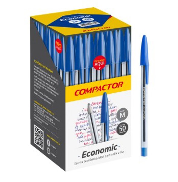 CANETA ESFEROGRAFICA ECONOMIC CRISTAL AZUL UNIDADE 1987001 - COMPACTOR