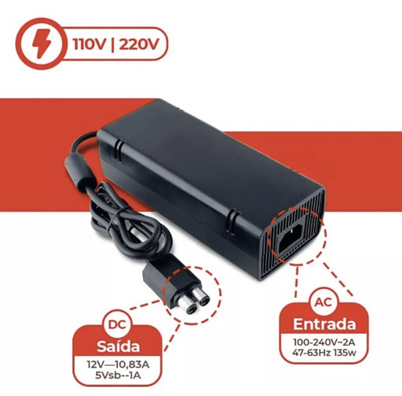 FONTE XBOX 360 SLIM BIVOLT - FT-07