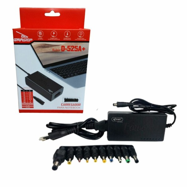 FONTE DE NOTEBOOK UNIVERSAL REGULADA 12~24V 10 PLUGUES BIVOLT GRASEP 525A+
