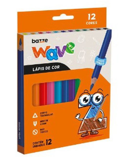 LAPIS COR JUMBO 12 CORES BAZZE WAVE
