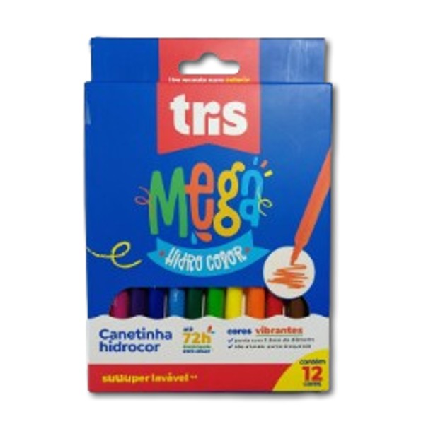 CANETINHA HIDROCOR 12 CORES TRIS MEGA