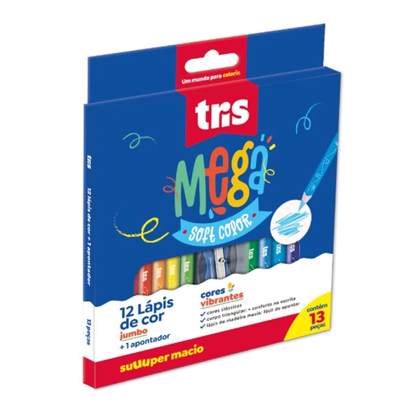 LAPIS COR MEGA SOFT COLOR 12UN + APONTADOR TRIS