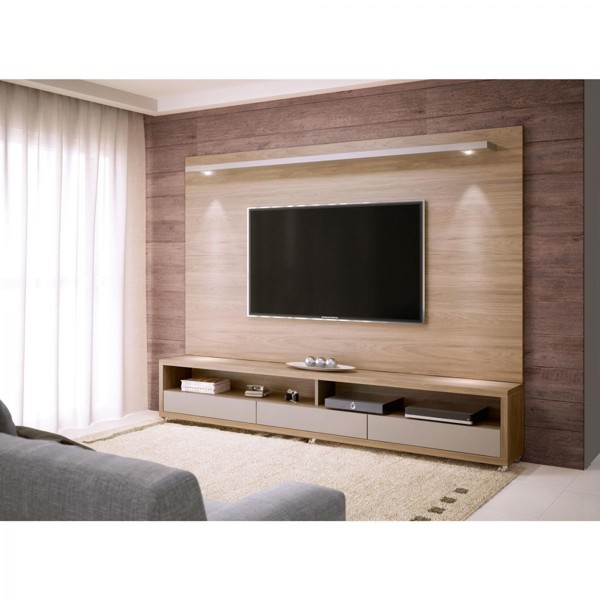 Rack e Painel Dallas em mdf Itapua com Off White 2,72cm