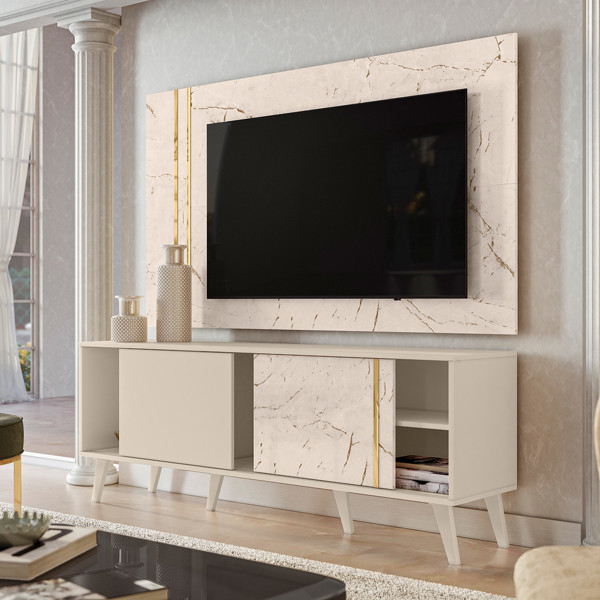 RACK E PAINEL CRONOS CALACATA/OFF WHITE