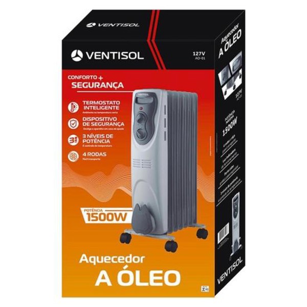 Aquecedor Residencial a Óleo Ventisol 1500W 127V Cinza