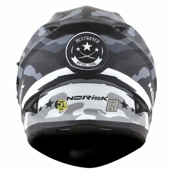 Capacete Norisk FF302 Destroyer - COR: Preto/Branco, TAMANHO: 54