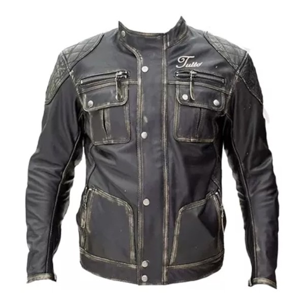 Jaqueta Tutto Masculina Couro Old Preto 4XL ***