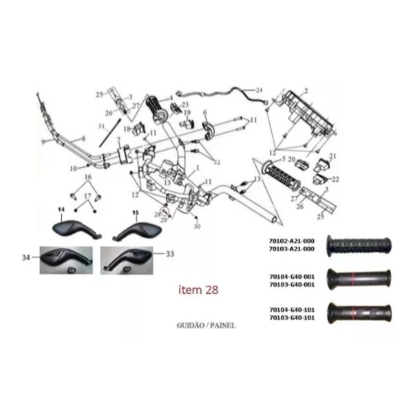 Parafuso guidao Citycom/Cruisym 300 m10X50 Original 01D10-050-010