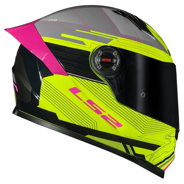 Capacete LS2 FF358 Classic S Digital Preto Amarelo com Spoiler