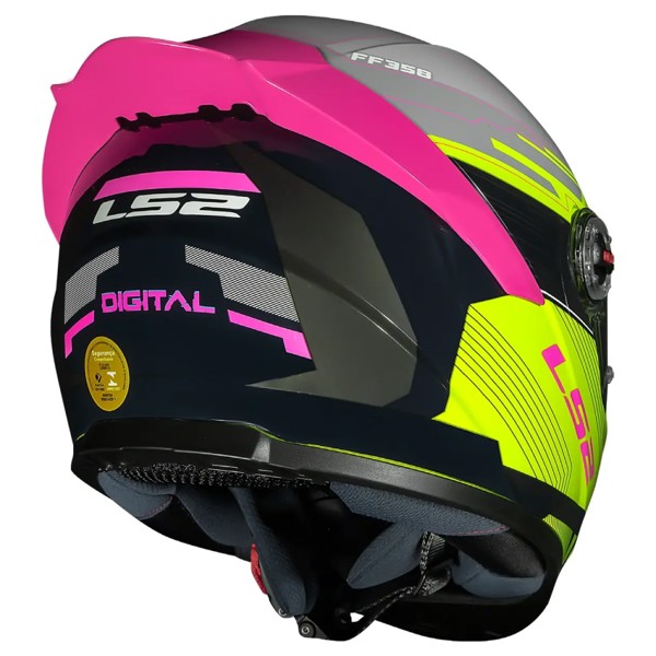 Capacete LS2 FF358 Classic S Digital Preto Amarelo com Spoiler