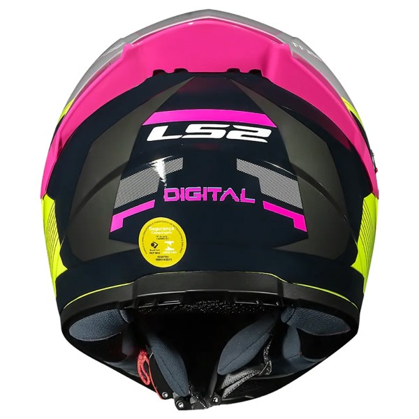 Capacete LS2 FF358 Classic S Digital Preto Amarelo com Spoiler