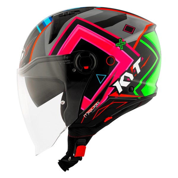 Capacete KYT D-City Ratthapark Play Réplica - Preto / Azul / Vernelho ***