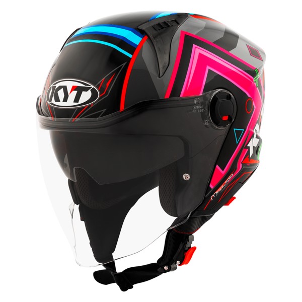 Capacete KYT D-City Ratthapark Play Réplica - Preto / Azul / Vernelho ***