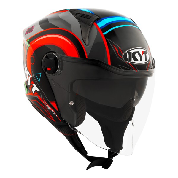 Capacete KYT D-City Ratthapark Play Réplica - Preto / Azul / Vernelho ***