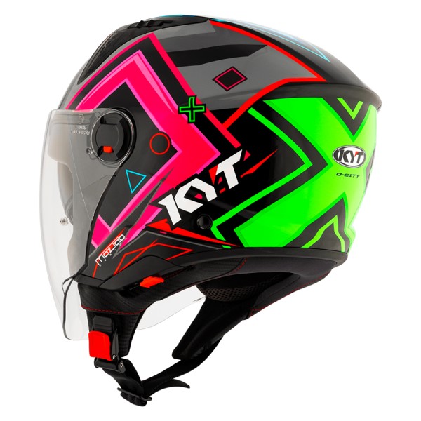 Capacete KYT D-City Ratthapark Play Réplica - Preto / Azul / Vernelho ***