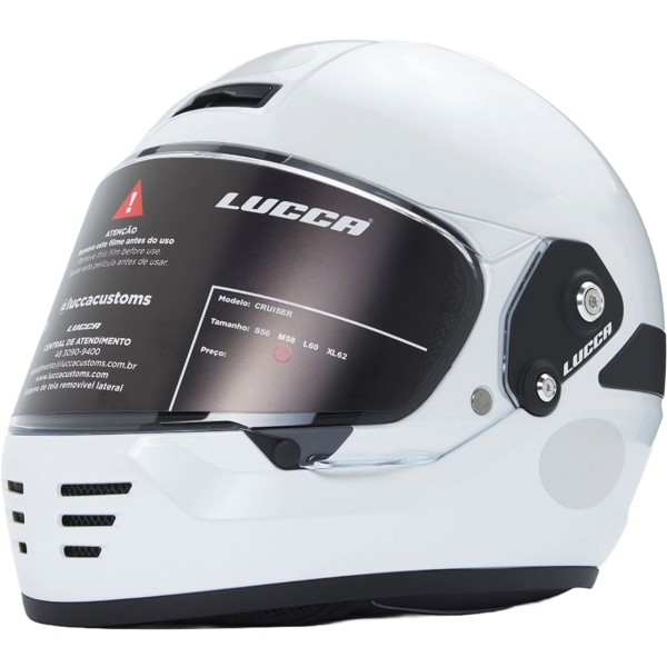 Capacete Lucca Cruiser Branco Perolado – Estilo Retrô e Segurança | Moby Sport