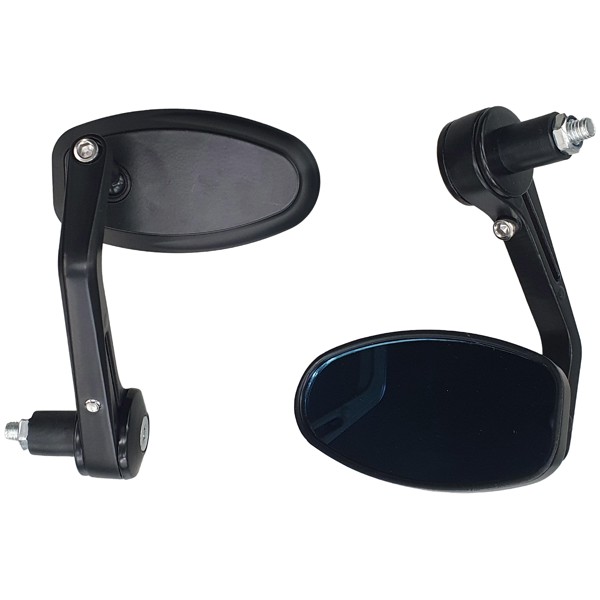Espelho Retrovisor Ponta Guidão Convexo Oval 17-19mm Veloce 11502 Lente Azul