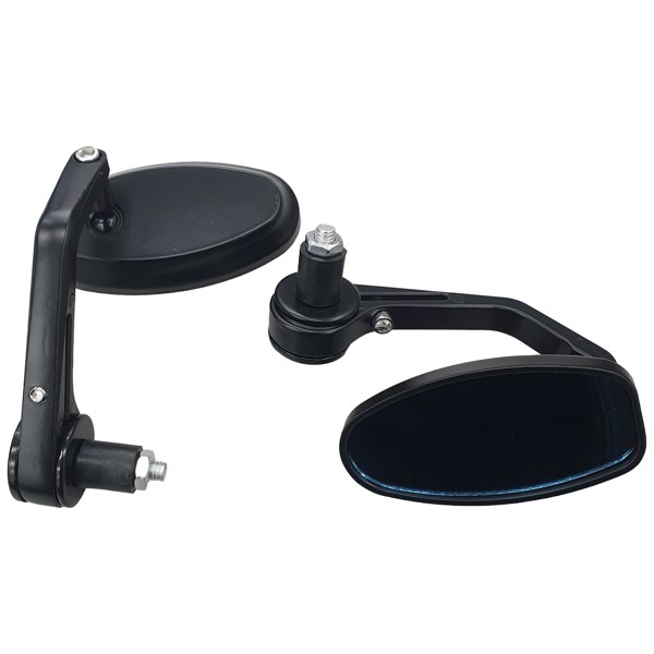Espelho Retrovisor Ponta Guidão Convexo Oval 17-19mm Veloce 11502 Lente Azul
