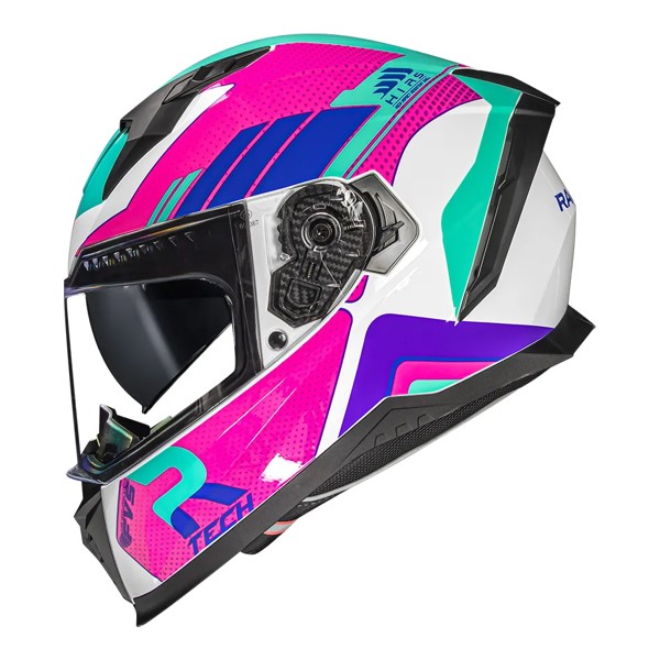 Capacete Race Tech Volt Track Branco Pink Brilho