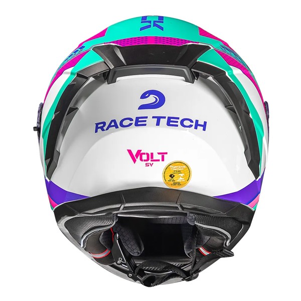Capacete Race Tech Volt Track Branco Pink Brilho