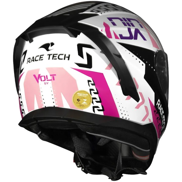 Capacete Race Tech Volt Ninja Branco Rosa