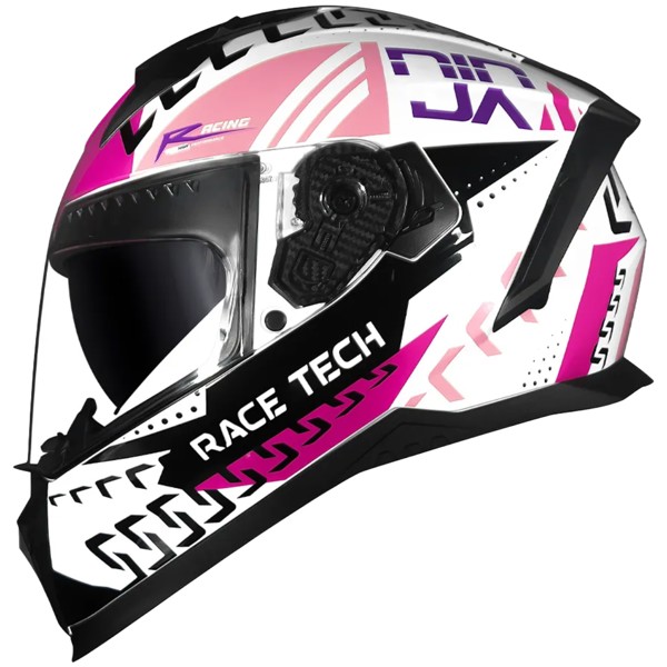 Capacete Race Tech Volt Ninja Branco Rosa