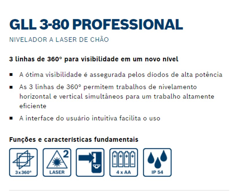Nivel a Laser GLL 3-80 PROFESSIONAL - BOSCH 0601063s00000