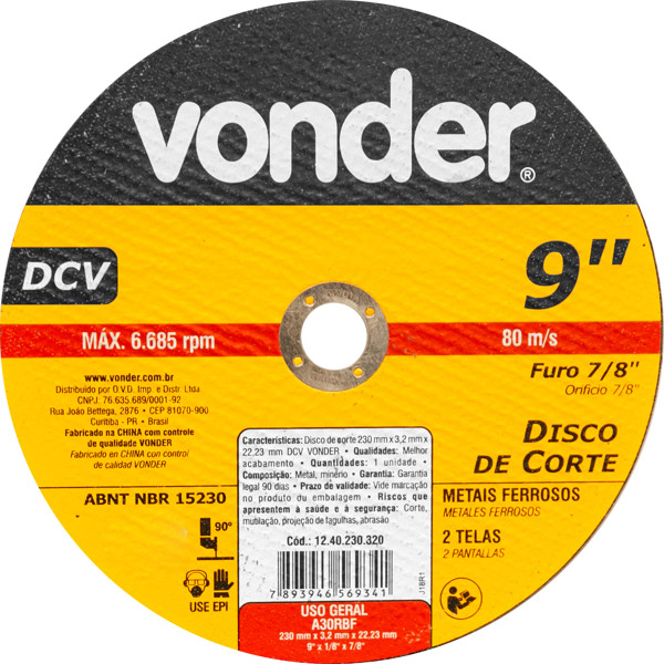 Disco Corte 230,0x3,2x22,23 Dcv Vonder