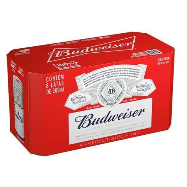 Cerveja Budweiser Lata 269 ml Fardo 8 unidades