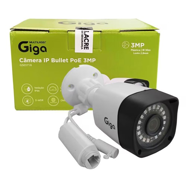 CAMERA IP 3MP POE GIGA  2.8MM 30M 1/4 BULLET IP66 GS0371A R.00684