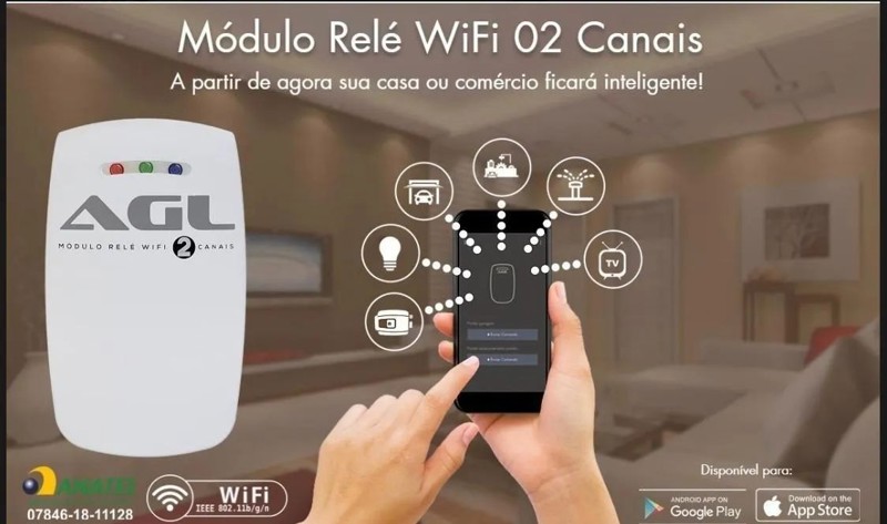 MODULO RELE WIFI 2 CANAIS AGL R.2566