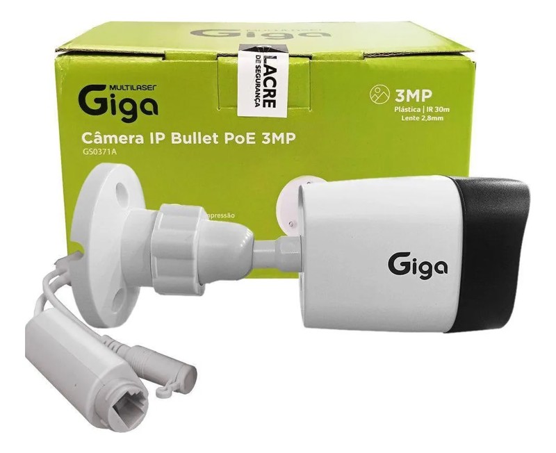 CAMERA IP 3MP POE GIGA  2.8MM 30M 1/4 BULLET IP66 GS0371A R.00684