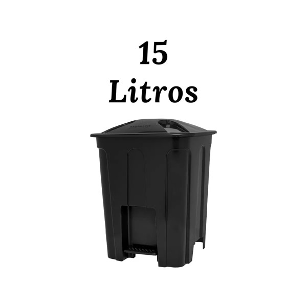 LIXEIRA COM PEDAL 12 LITROS ECO PRETA JAGUAR R.31176