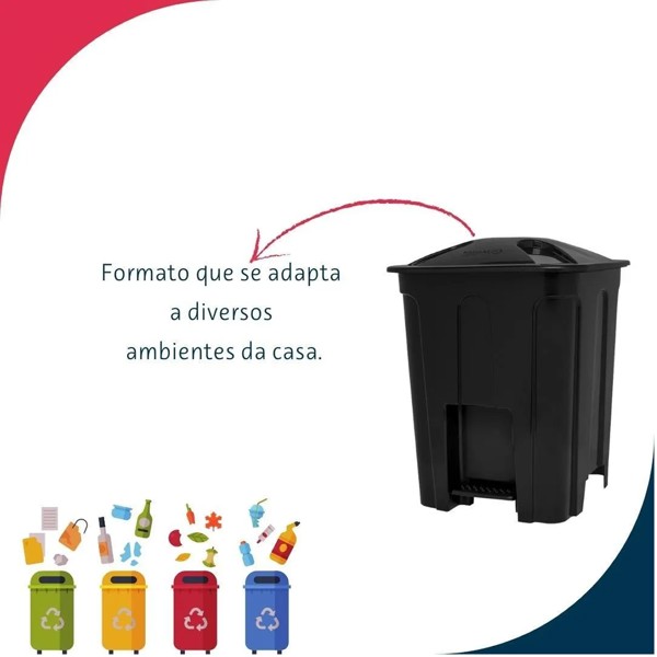 LIXEIRA COM PEDAL 12 LITROS ECO PRETA JAGUAR R.31176