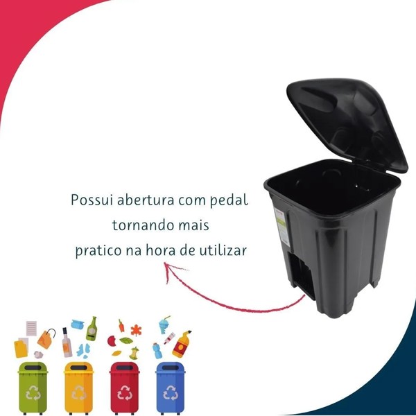 LIXEIRA COM PEDAL 12 LITROS ECO PRETA JAGUAR R.31176
