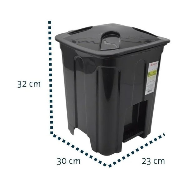 LIXEIRA COM PEDAL 12 LITROS ECO PRETA JAGUAR R.31176