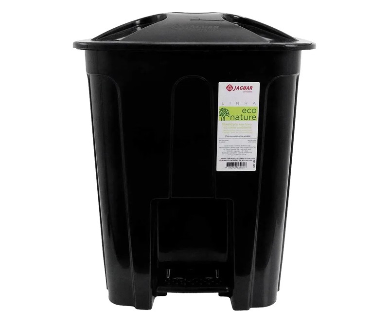 LIXEIRA COM PEDAL 12 LITROS ECO PRETA JAGUAR R.31176