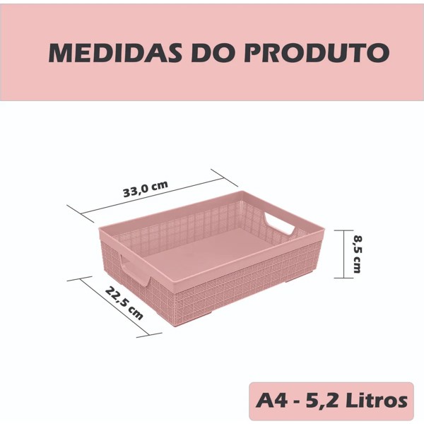 CESTA ORGANIZADORA DE JUTA A4 5.2 LITROS CINZA JAGUAR R.31200