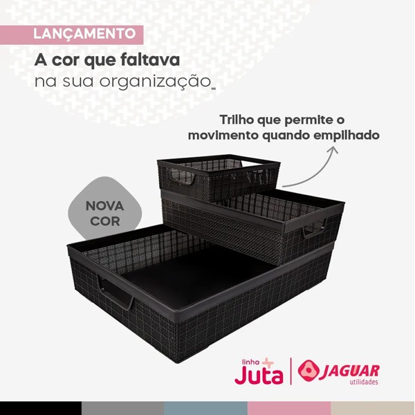 CESTA ORGANIZADORA DE JUTA A4 5.2 LITROS CINZA JAGUAR R.31200