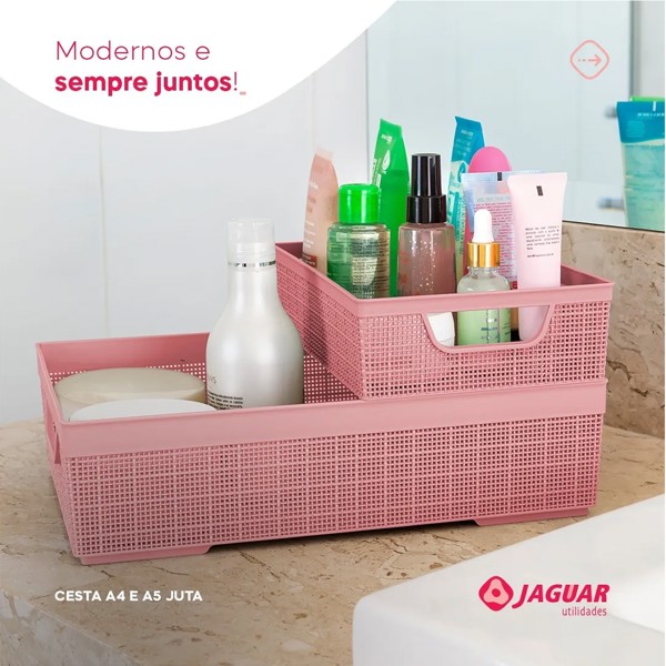 CESTA ORGANIZADORA DE JUTA A4 5.2 LITROS CINZA JAGUAR R.31200