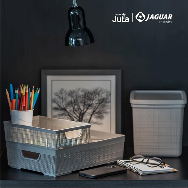 CESTA ORGANIZADORA DE JUTA A4 5.2 LITROS CINZA JAGUAR R.31200