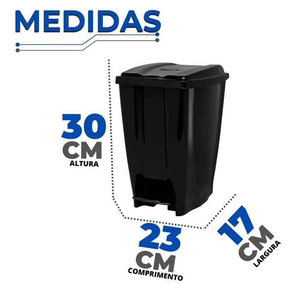 LIXEIRA COM PEDAL 7 LITROS ECO PRETA JAGUAR R.31177