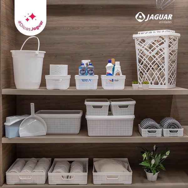 KIT 5 CAIXAS ORGANIZADORAS DE JUTA 1.8L 5L 15L ROSE JAGUAR R.31214