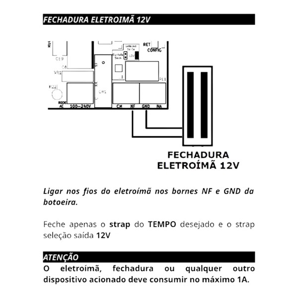 ACIONADOR ELETRONICO BOTOEIRA COM RECEPTOR 433MHZ 12V 1A ACTON COM FIO R.02740