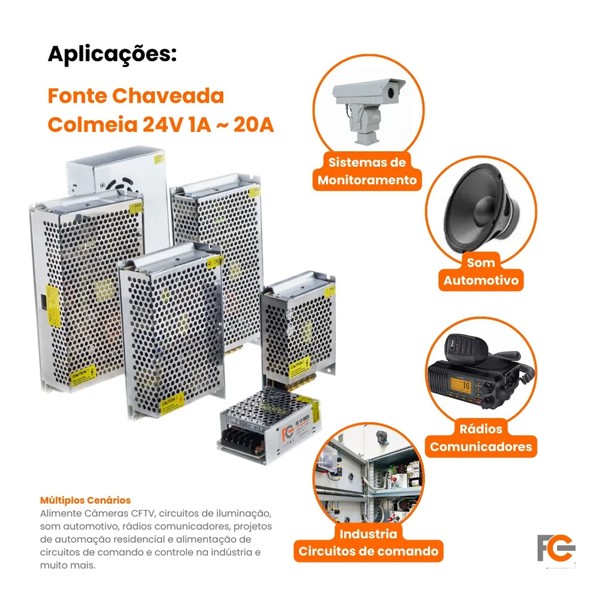FONTE DE ALIMENTACAO CHAVEADA COLMEIA 12V 20A FC-1220CN FC R.30647