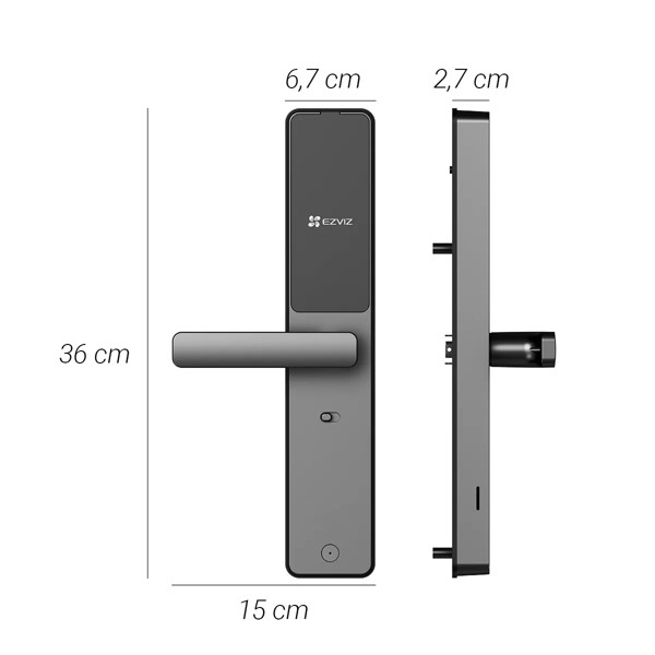 FECHADURA DIGITAL INTELIGENTE BIOMETRIA SENHA E CARTAO EZVIZ CS-DL05-R100-WBCP-GR R.31143
