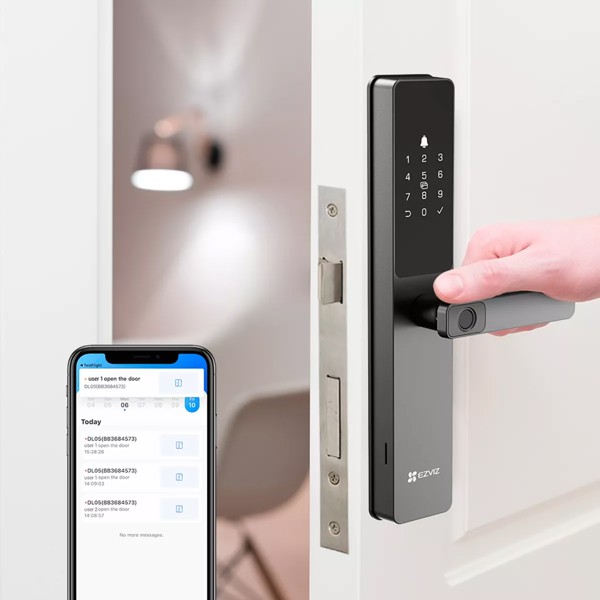 FECHADURA DIGITAL INTELIGENTE BIOMETRIA SENHA E CARTAO EZVIZ CS-DL05-R100-WBCP-GR R.31143