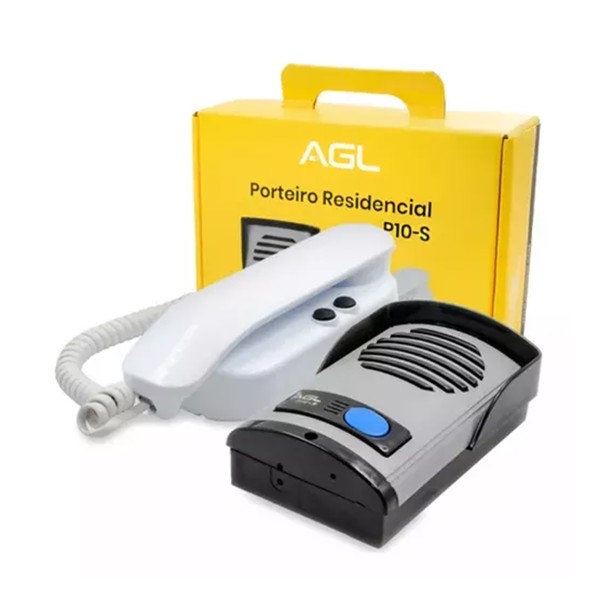 INTERFONE PORTEIRO ELETRONICO AGL P10S CINZA ABS + MONOFONE BRANCO R.02072