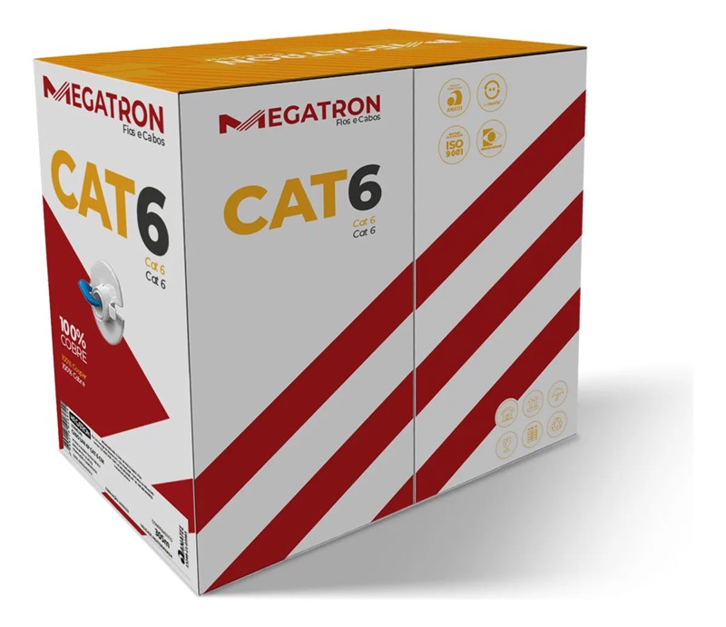 CABO REDE CAT6.e AZUL MEGATRON 100% COBRE 305 METROS R.00583 - D